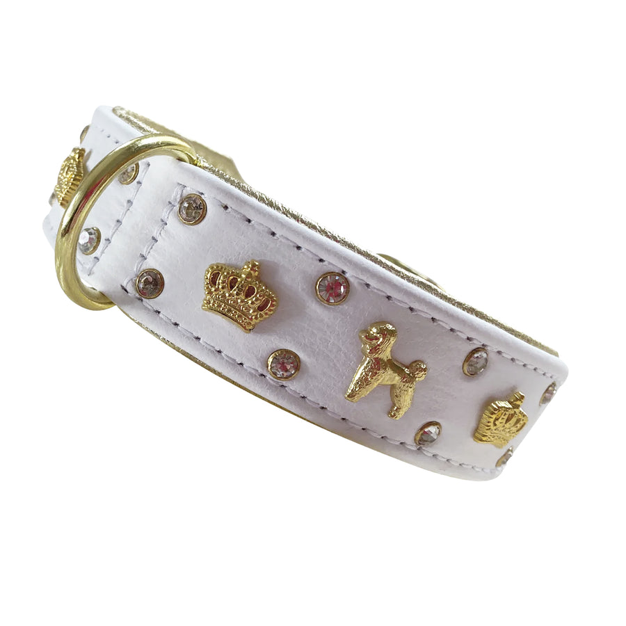 Hundehalsband - Lederhalsband Crown Pudel / Poodle - individuelle Farbgestaltung
