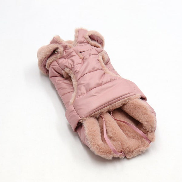 Hundewintermantel / Hunderegenmantel Rosa mit Webpelz