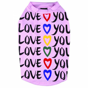 Hunde T-Shirt / Hundekleid / Hundeshirt Love You - rosa