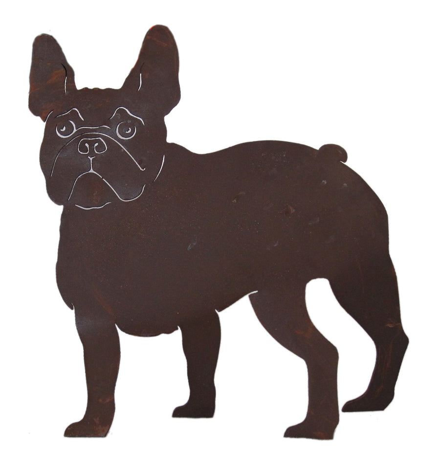 Stahlskulptur Französische Bulldogge - Deko für Haus & Garten