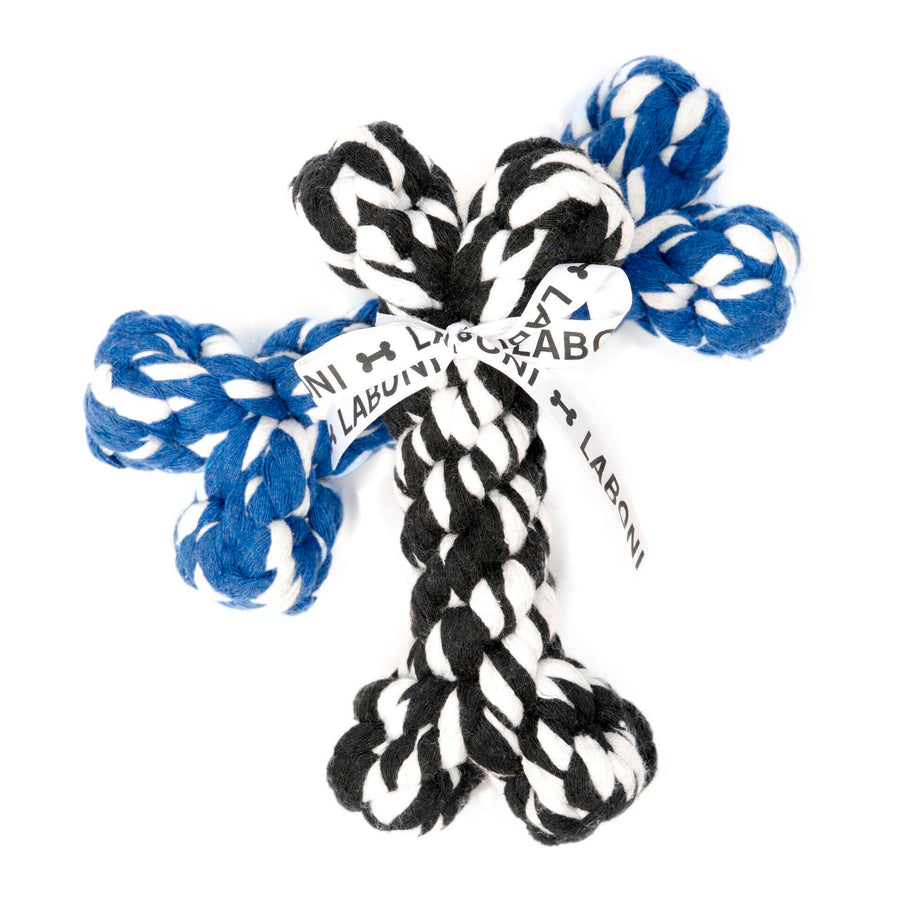 Bonnie Bone Rope Toy - Hund Blau und Weiß 15x7x4 cm