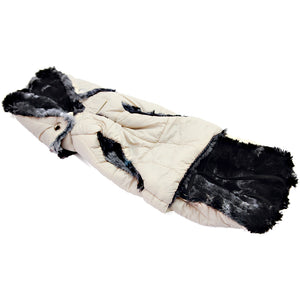 Hundewintermantel / Hunderegenmantel Beige mit Webpelz