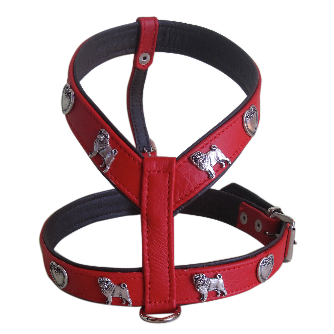 Hunde Ledergeschirr mit bulldogmotiv