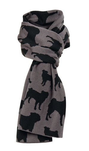 UPPERCASE - Merino-Schal Mopsfidel - Taupe/Pirat Black