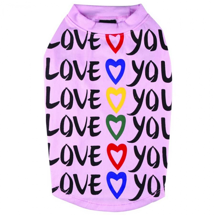 Hunde T-Shirt / Hundekleid / Hundeshirt Love You - rosa