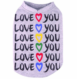 Hunde T-Shirt / Hundekleid / Hundeshirt Love You - grau