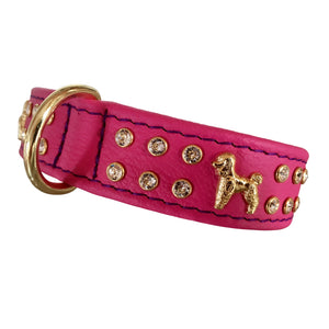 Hundehalsband - Lederhalsband Pudel / Poodle versch. Farben