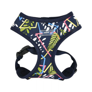 Puppia Botanical Harness A - Softgeschirr Gemustert Blau