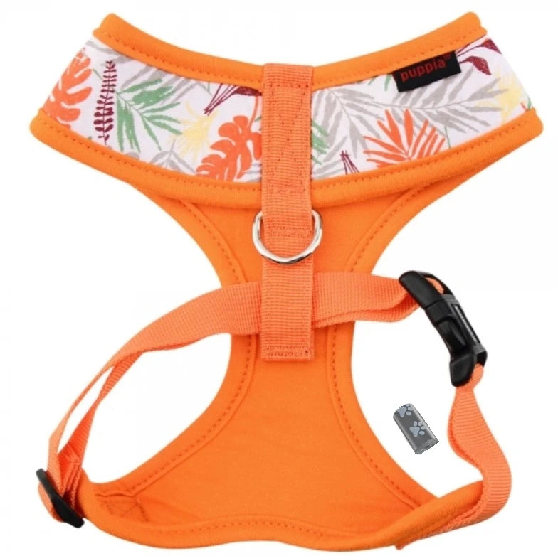 Puppia Botanical Harness A - Softgeschirr Gemustert Orange